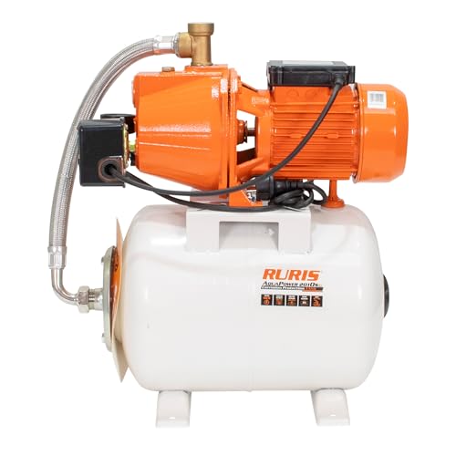 RURIS POWER FOR NATURE Station d'eau domestique avec Manomètre & Réservoir Surpresseur Aquapower 2010S 900W, reservoir 24l, profondeur max 9m, hauteur max 50m