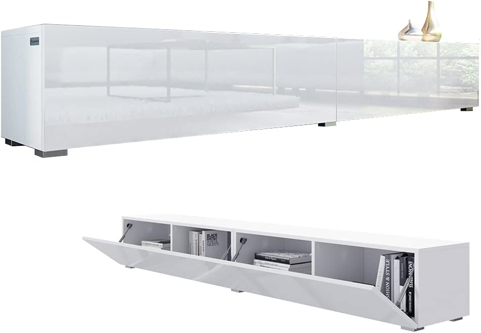 PREMTURE TV Schrank Weiß - Verstellbares Lowboard Mit 3 Schubladen 270cm