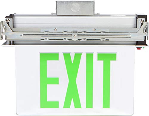 Image of Morris Products LED Exit Sign - Recessed Mount Edge - Green on Clear Panel, White Housing - Compact, Low-Profile Design - Double Sided Legend - Energy Efficient, High Output - 1 Count