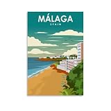Vintage-Retro-Poster, Malaga, Spanien, ästhetisches 