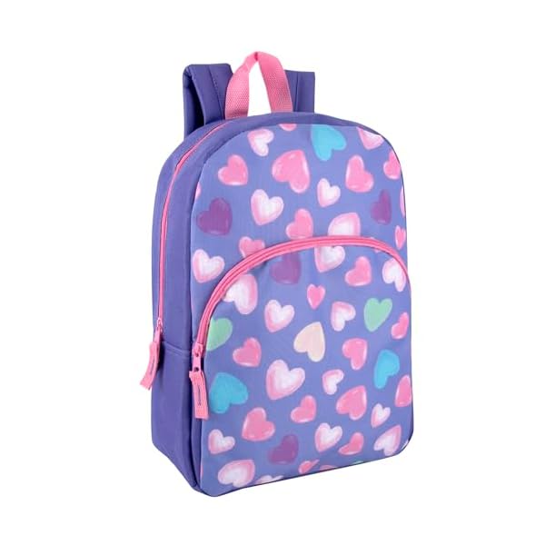 Trail maker 15 Inch Kids Backpacks for Boys & Girls | Preschool, Kindergarten, Elementary School Backpacks with Adjustable, Padded Straps (Happy Hearts)