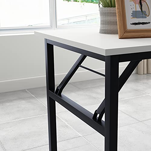 Image of Need 55 inches Folding Computer Desk Office Desk Folding Table with BIFMA Certification Computer Table Workstation,White Black AC5DB-140