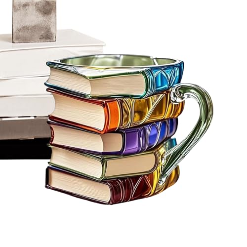 Taza de viaje para café, diseño vintage de libro pintado en 3D, vasos de agua de vidrio, suministros de cocina, tazas de cerveza de agarre cómodo para amantes de los libros, bibliotecario, escritor