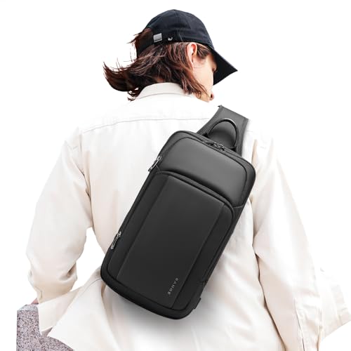 Image of BANGE Sling Bag, Waterproof Shoulder bags with Pad Compartment, Crossbody Backpack for Men