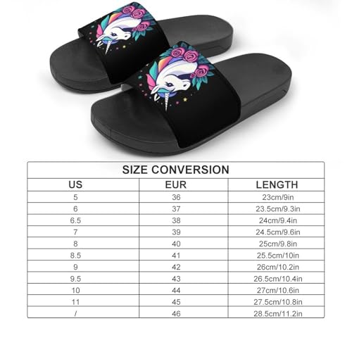 Unicorm with Flowers Slippers for Men Wormen Shower Bathroom Slipper Indoor Beach Non Slip Sandal2