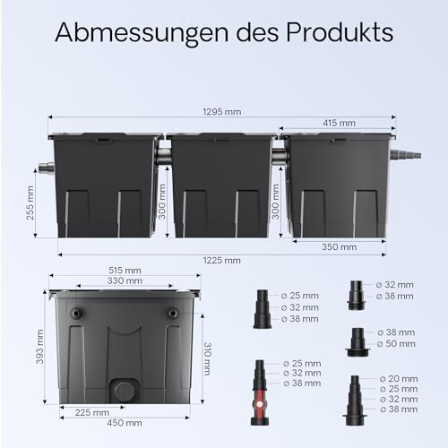 Bild 2 - SunSun Bio CBF-350C Teichfilter bis 90000L Teichvolumen max. 10000L/h 3-Kammer Durchlauffilter Modulteichfilter Teich Filter Biofilter