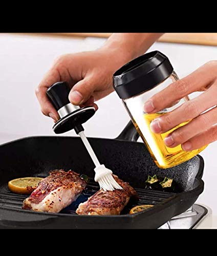 Image of Borosilicate Glass Food and Pickle Storage Spice Jar with Spoon & Food Storage Jar with Brush for Ghee, Butter, Oil & Stoppers - 250ml (1 /Brush Jar)