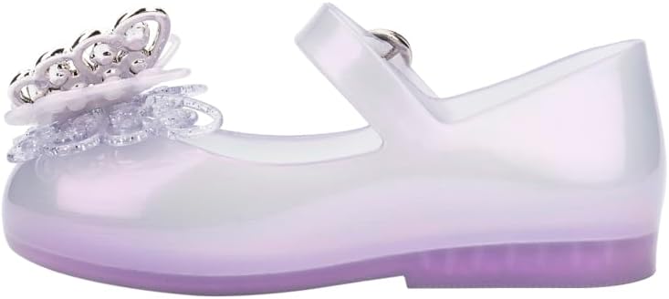 Mini Melissa Sweet Love Fly Mary Jane Shoes for Babies & Toddlers - Sparkly Jelly Flats for Toddler Girl, Butterfly Design & Adjustable Strap, Ballet Flats, Kids Jelly Shoes, Pearly Lilac, 7 - Image 5
