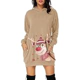 Vestido con capucha para mujer, chaqueta con capucha para mujer, verano, invierno, manga larga, sudadera con capucha, con bolsillos, transpirable, estilo universitario, túnica, D-caqui., M