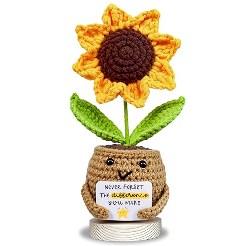 Image of Inspirational Gift - Positive Sunflower Doll Crochet - Never Forget The Difference That You Make - Appreciation Positive Gift for Women, Friend Sister, Coworker - Mothers Day, Birthday Present