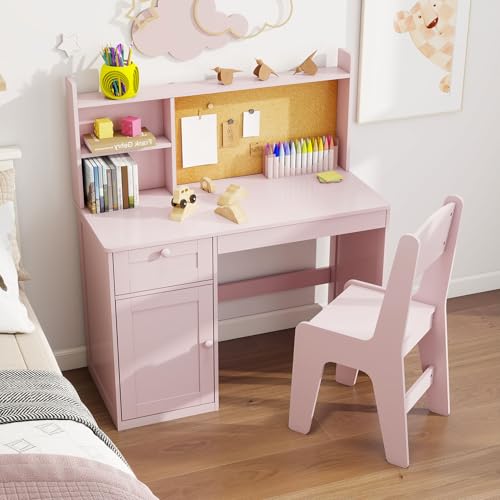 Kids Study Desk and Chair Set with Storage