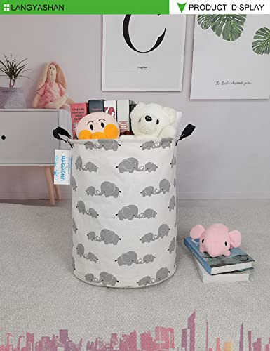 Langyashan Storage Bin, Canvas Fabric Collapsible Organizer Basket For Laundry Hamper,Toy Bins,Gift Baskets, Bedroom, Clothes,Baby Nursery (Full Love Elephant) #TOP2