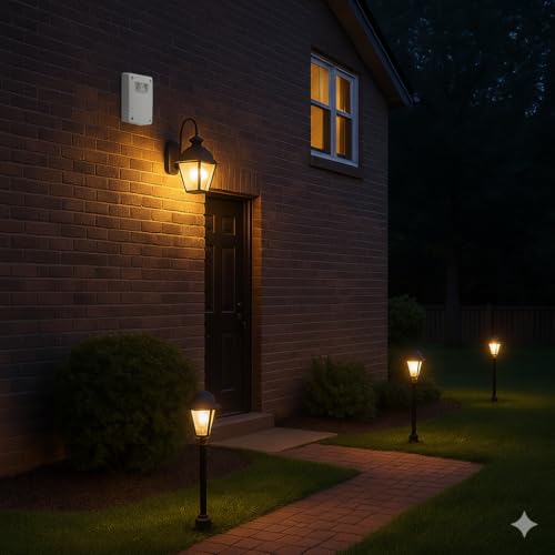 Miniatura 5 de Ps-Tech Interruptor Crepuscular Exterior Protección Ip54 Con Temporizador 1-9 Horas Para Montaje En Pared Con Ajuste De Intensidad De Luz 3-500 Lux