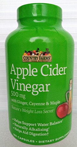 Country Farms Apple Cider Vinegar 500mg 180 capsules with Ginger, Cayenne and Maple