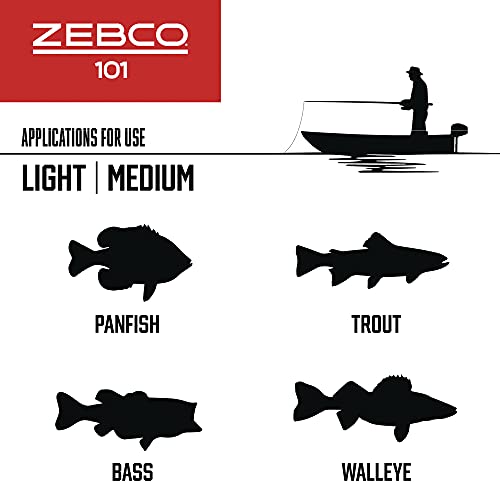 Zebco 101 Spincast Reel And Fishing Rod Combo, 5-Foot 2-Piece Fiberglass Fishing Pole With Eva Handle, Size 20 Reel, Quickset Anti-Reverse Fishing Reel, Right-Hand Retrieve, Black/Red #TOP6