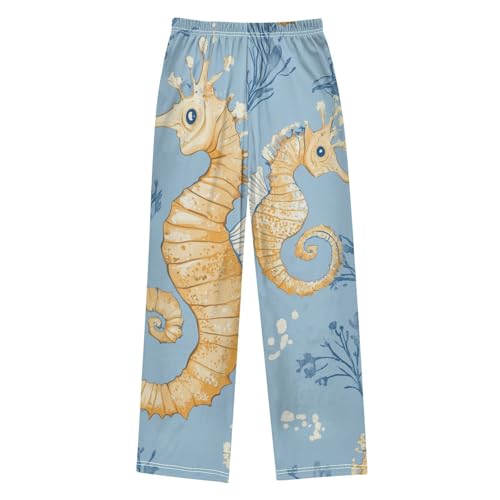 ZZXXB Seahorse with Coral Boys Long Pants Soft Trousers Elastic Waist Kids Lounge Bottoms with Pockets S-XL2