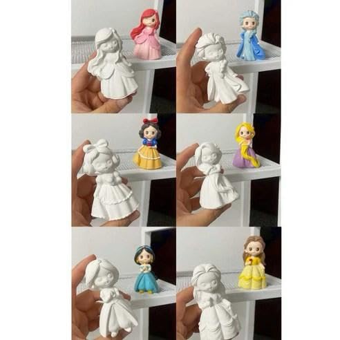 Image of EXPESIA DIY Paint Your Own Princess Figurines Kit, Belle, Cinderella, Elsa, Snow White, Jasmine, Creative Craft Activity Set for Girls