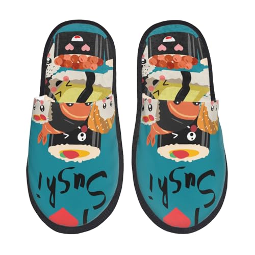 I Love Sushi Print Women Slippers Home Furry Shoes Keep Men Couples Shoes Warm For Women-