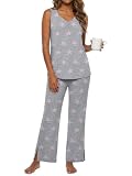 PrinStory Zestawy odzieży wypoczynkowej Summer Color Clashing Pjs Side Split, Różowa Gwiazda, L