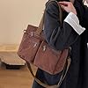 Sac Fourre-Tout en Velours CôTelé pour Les Femme Sac à BandoulièRe Capacité avec Un Pancarte Multi-Poche ＆ Sangle RéGlable Fermeture à Main pour éCole Magasinage Bureau #5