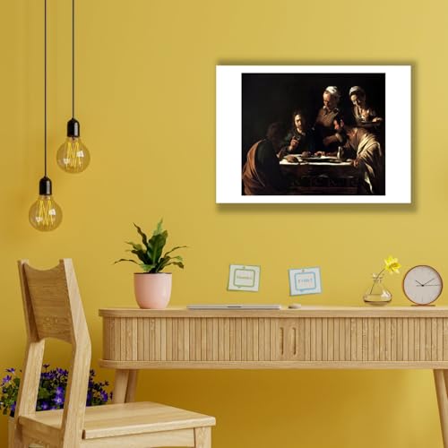 Caravaggio Souper à Emmaüs impression d'art mate pour décoration salon chic