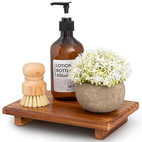 Qiannhee Wood Risers For Decor,Waterproof Wooden Soap Tray For Bathroom Counter Decor,Small Pedestal Stand Holder cover