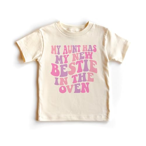 My Aunt Has My Bestie (Cousin) In The Oven Toddler Girls Shirt - Funny New Big Cousin Announcement Gift For Niece Kids T-Shirt - Cute Natural Toddler Youth Graphic Tee2