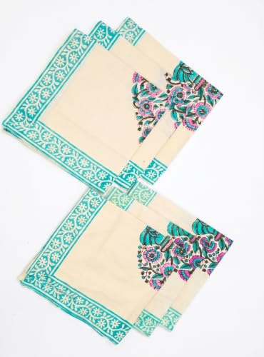Image of BLOCKS OF INDIA Hand Block Print Cotton Table Napkin (Color 10)