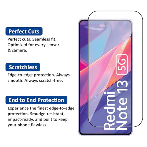 Image of AIBEX Tempered Glass Screen Protector Compatible for Redmi Note 13 5G / Note 13 Pro 5G / POCO X6 / X6 PRO / M6 PRO Edge-To-Edge Protector Coverage, Pack Of 1 Compatible with Cellphone