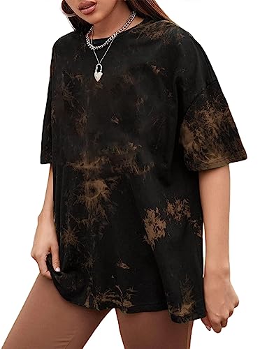 Image of Remidoo Women's Casual Oversized T Shirt Short Sleeve Graphic Tee Letter Tie Dye Shirts