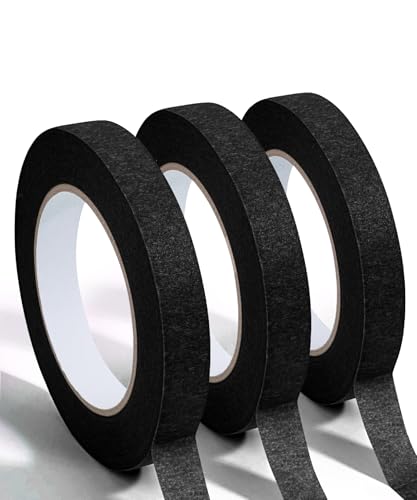 Mr. Pen- Black Masking Tape 0.6 Inch Wide 3 Rolls 3 x 55 Yards Black