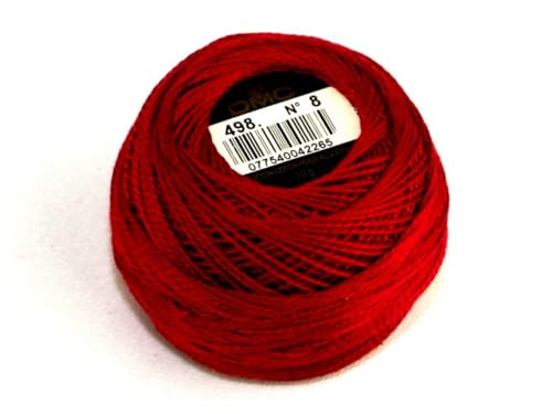 Hilo perle DMC tamaño 8 color 498 de 10 gramos para bordar a mano 2