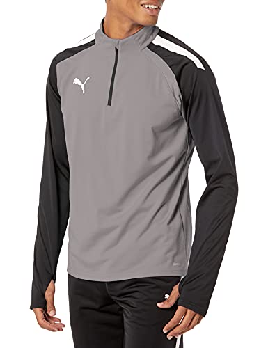 Image of PUMA Men's Teamliga 1/4 Zip Top, Smoked Pearl/White, Large