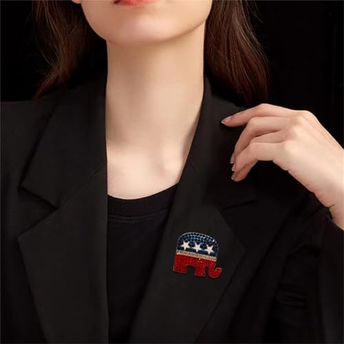 Image of Rhinestone USA Flag Brooch Pin for Women Men Shiny Crystal 4th of July American Patriotic Medal Brooches Dress Accessories Independence Presidential Election Day