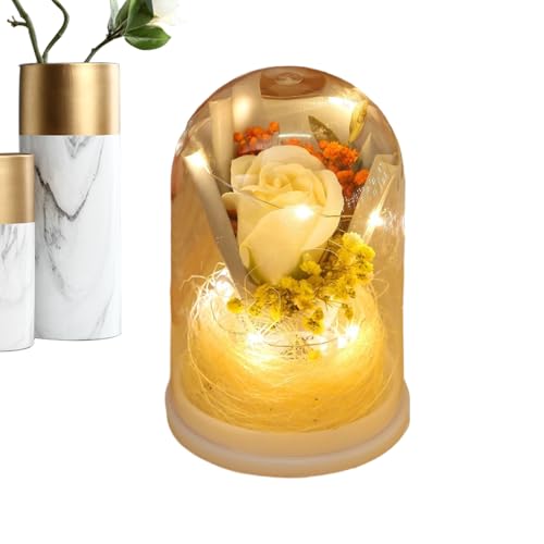 Forever Flowers - Ramo de rosas eternas en cúpula de , flores de cumpleaños para mujer, para mamá, mujer, abuela, esposa, hija, su novia, San Valentín, novia, cumpleaños, Navidad