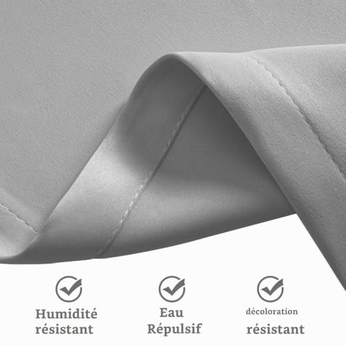 Rideau extérieur imperméable gris clair occultant pour balcon jardin et pergola