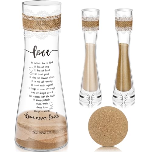 Cinrobiye Unity Sand for Wedding Ceremony Set Wedding Sand Ceremony Kit with Glass Vase Cork Stopper for Religious Unity Ceremony Ideas Anniversary & Engagement Keepsake (Lace Love)
