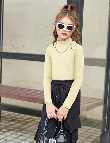 Image of Arshiner Girls Long Sleeve Mock Turtleneck Shirts Slim Fit Base Layer Top