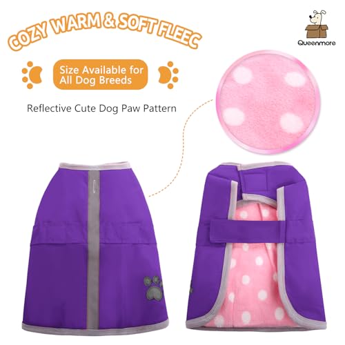 Image of Queenmore Dog Winter Coat, Cold Weather Fleece Dog Jackets for Small Dogs