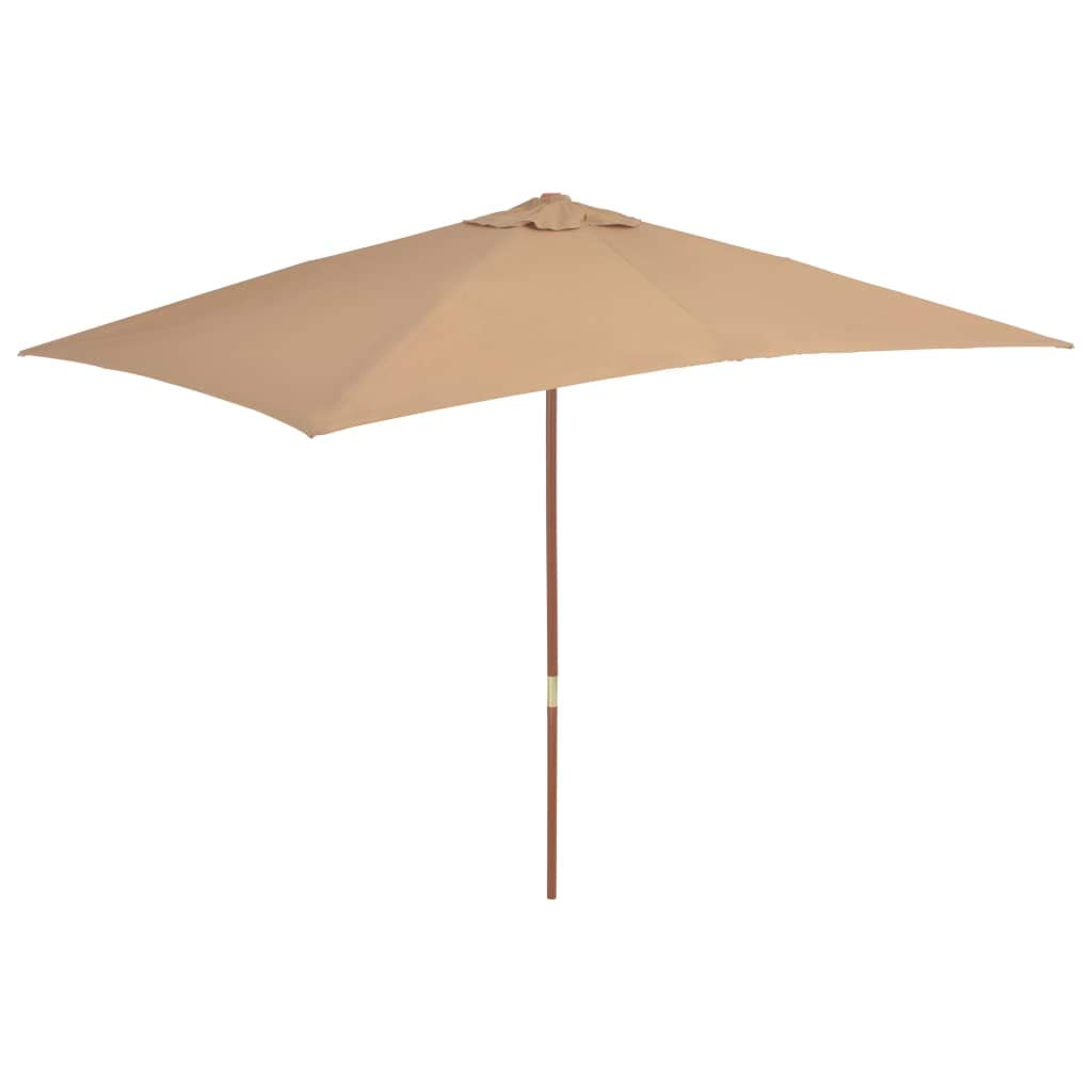 Homgoday Sombrilla de jardín con Palo de Madera Gris Taupe 200x300 cm Sombrilla de Jardín,Protección UV Sombrilla Jardín Grande Orientable Jardín Parasol Balcón