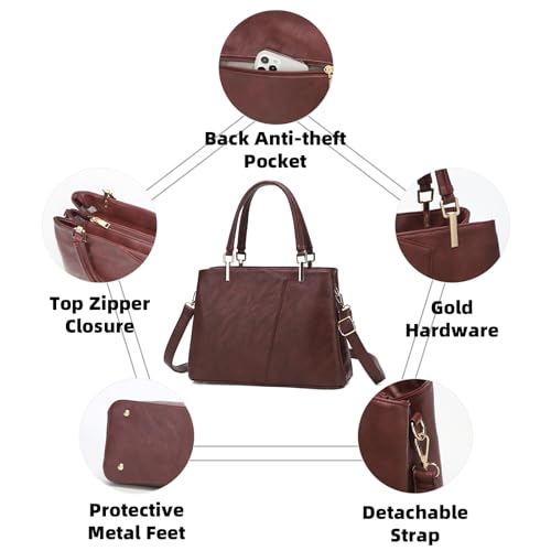 Image of Women's Purses Medium Top Handle Shoulder Hobo Tote Leather Handbag
