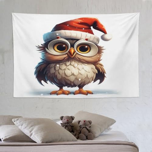 Art mural hibou grand format 150x230 et tenture tissu decoration maison