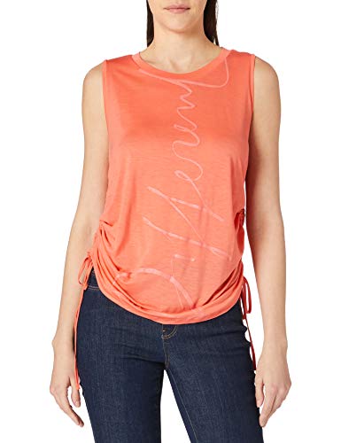 Desigual Tank Drawstring Sides T-Shirt, Orange, S Femme