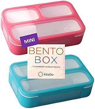 Bundle of Bento-Box Lunch-box Containers for Kids with 6 compartments (Pink) + 2x Small Bento Lunch Box for Kids