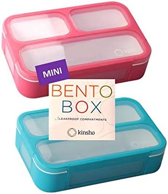 Bundle of Bento-Box Lunch-box Containers for Kids with 6 compartments (Pink) + 2x Small Bento Lunch Box for Kids
