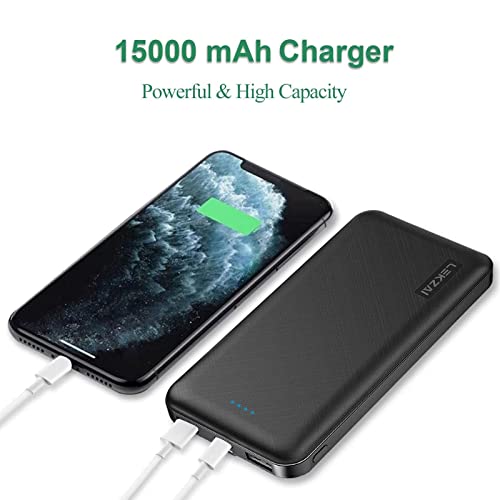Lekzai 15,000Mah Portable Charger Power Bank With Usb C Output, Slim Battery Pack With Three 5V/2.4A Output Fits For Iphone Samsung And More #TOP1