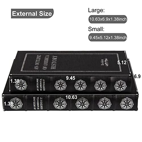 Yd Sz Yadoo Decorative Books With Black Faux Leather Book Boxes For Decoration Display Coffee Table And Shelf Décor, Fashion Decorative Storage Boxes, Fake Décor Books (Set Of 2: C105L+C105S) #TOP3