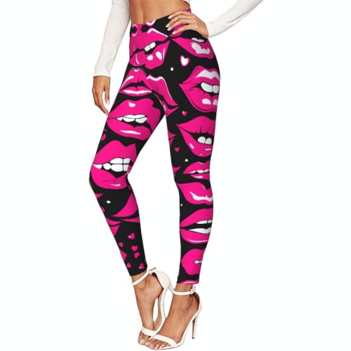 Leggings de compresión suave para mujer, ropa de gimnasio transpirable con diseño de labios