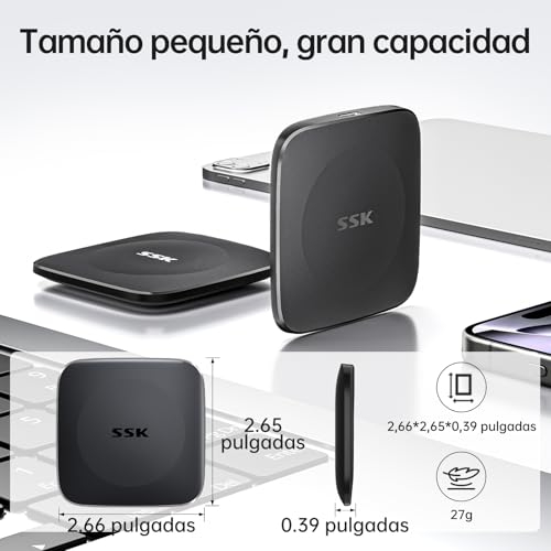 SSK Disco Duro SSD 256 GB, hasta 550 MB/s, USB 3.2 GEN2 SSD Portatil con Cable de Tipo C a USB C/A, Memoria de Estado sólido Externa rápido para el iPhone 15/Android/Windows/Tablet/Mac/Xbox - imagen 4