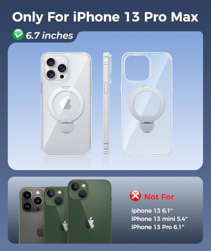 Image of FNTCASE for iPhone 13 Pro-Max Case: [360 Spin Magnetic Stand] [Compatible with Magsafe] [Screen Protector] Clear Magnetic Phone Cases Anti Yellowing Shockproof Protective Phone Cover - Clear